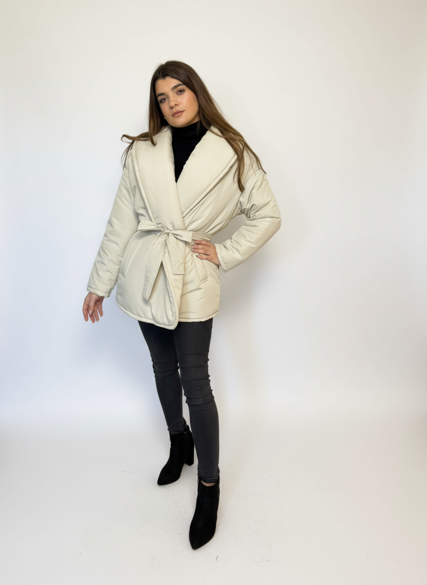 Doudoune courte chic &eacute;cru &ndash; Image 3