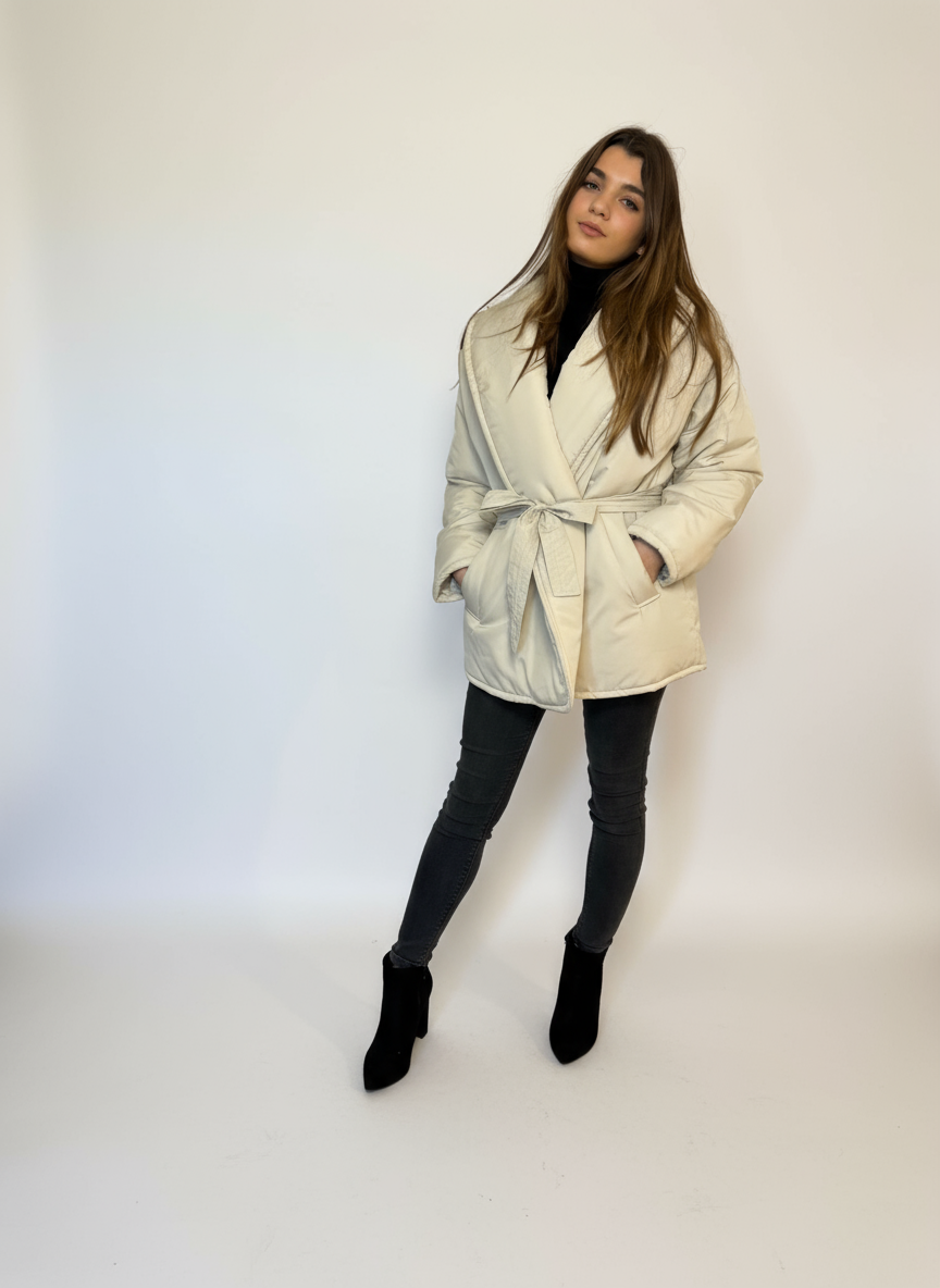 Doudoune courte chic &eacute;cru &ndash; Image 2