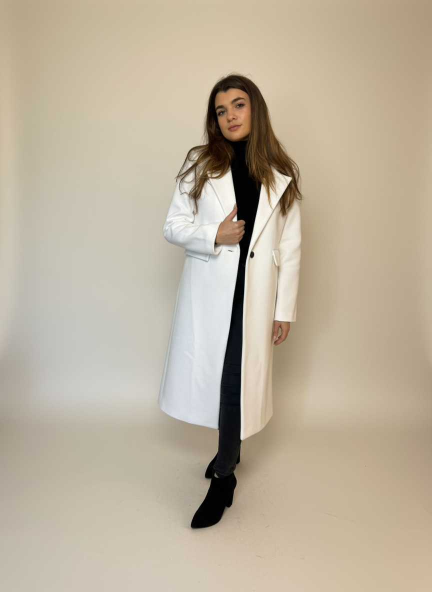 Manteau intemporel &agrave; manches longues blanc &ndash; Image 3