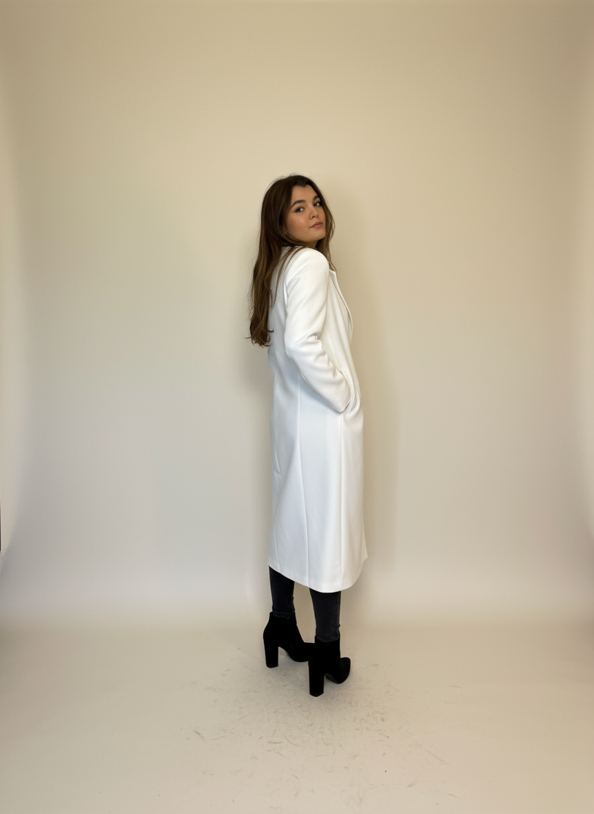 Manteau intemporel &agrave; manches longues blanc &ndash; Image 2