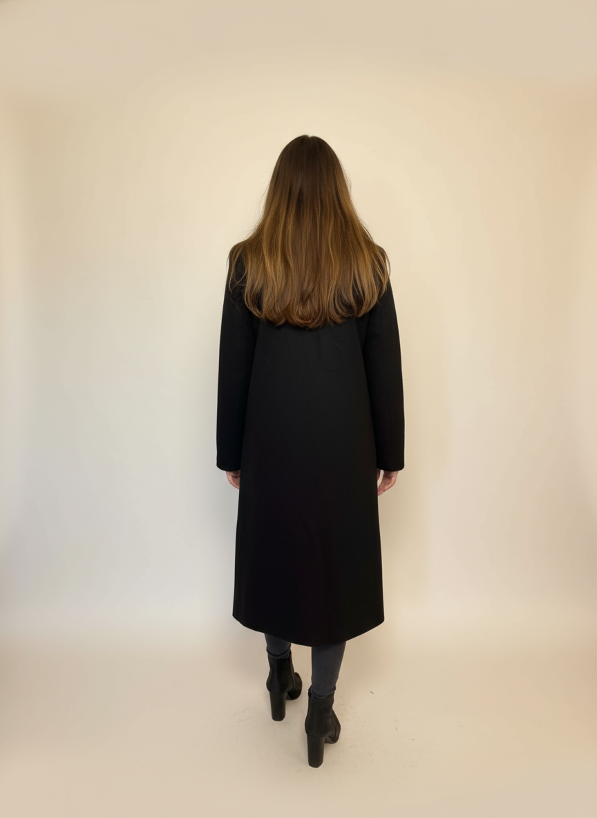 Manteau intemporel &agrave; manches longues noir &ndash; Image 4