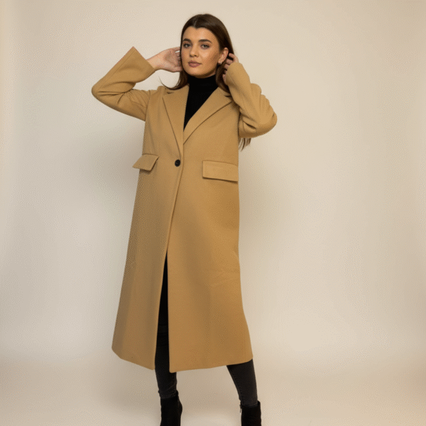 Manteau intemporel &agrave; manches longues camel clair