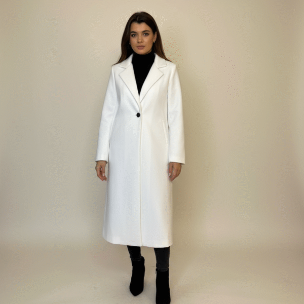 Manteau intemporel &agrave; manches longues blanc