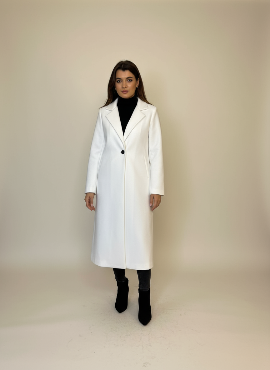 Manteau intemporel &agrave; manches longues blanc