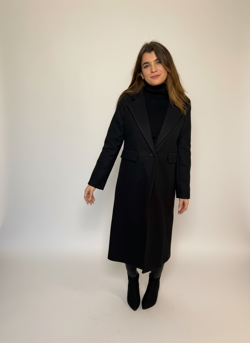Manteau intemporel &agrave; manches longues noir &ndash; Image 3
